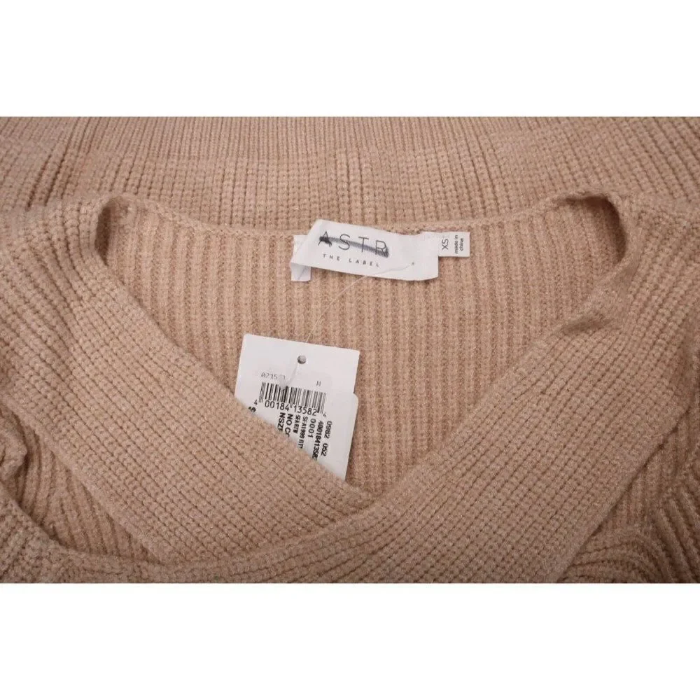Astr the Label Womens Viana Sweater Criss cross cut out XS Oatmeal Tan NWT